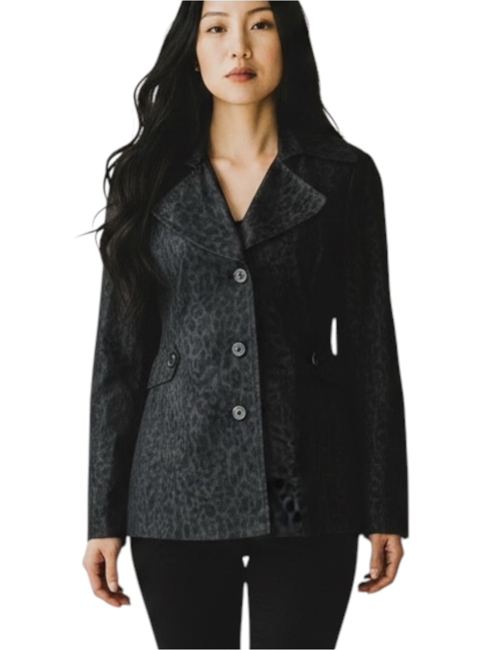 Sandro Black Leopard-Print Tailored Blazer Jacket NWOT Size M WhimsiGoth Cottage